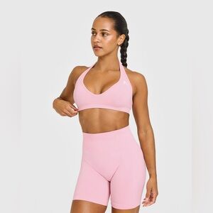 Oner Active EFFORTLESS SEAMLESS HALTER NECK SPORTS BRA WITH WHITE LOGO